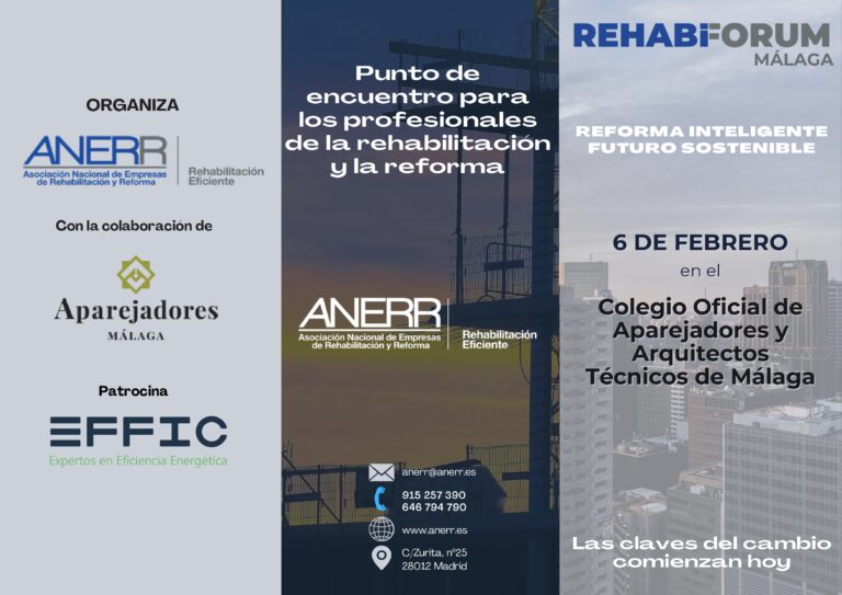 REHABIFORUM llegará a Málaga de la mano del Colegio de Aparejadores y EFFIC